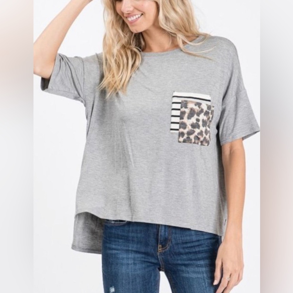 New! High Low Pocket Short Sleeve Shirt